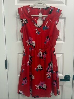 41 Hawthorn Red Floral V-Neck A-Line Dress
